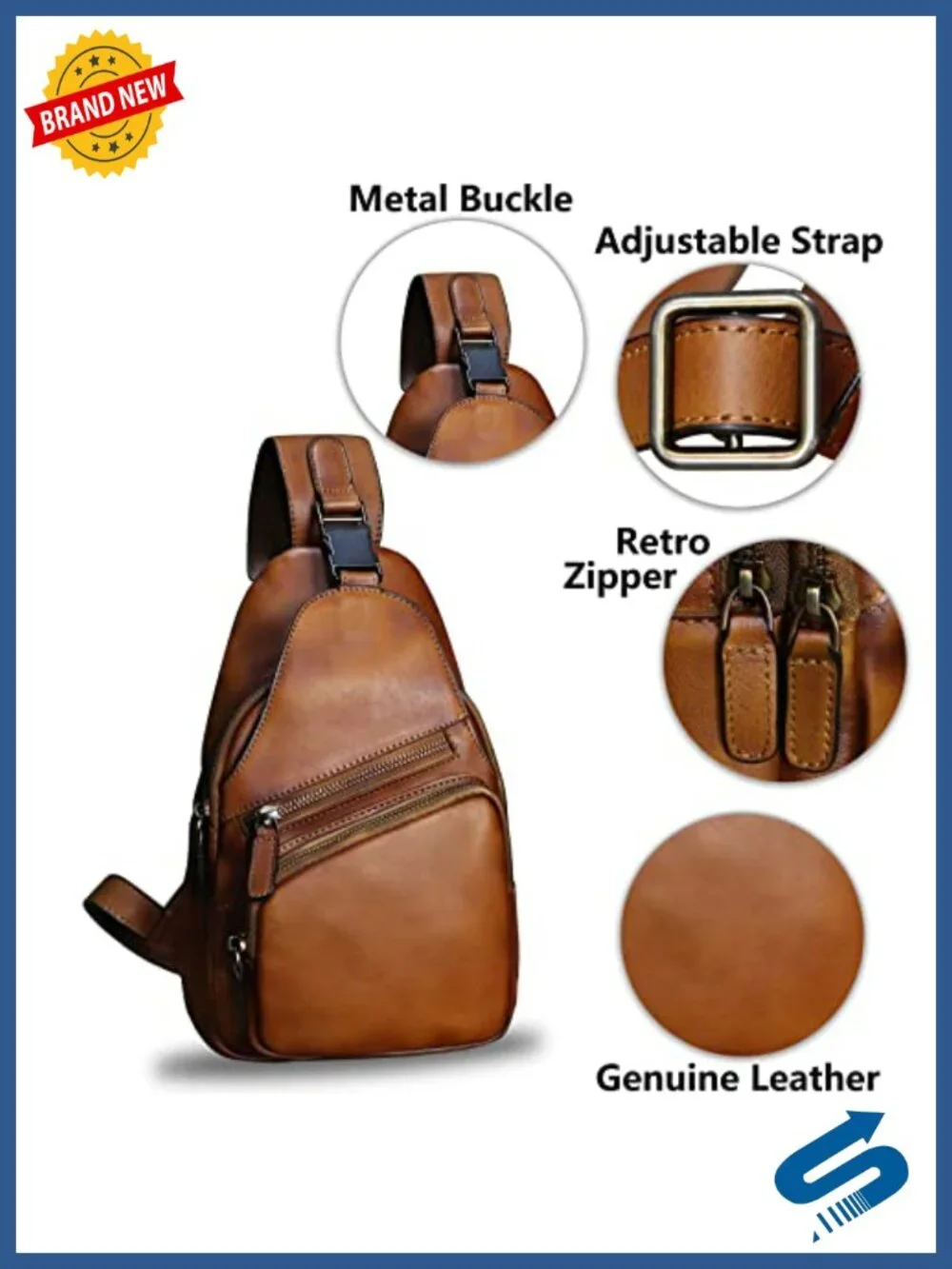 Genuine Leather Sling Bag Crossbody Purse Handmade Hiking Daypack Motorcycle Bag